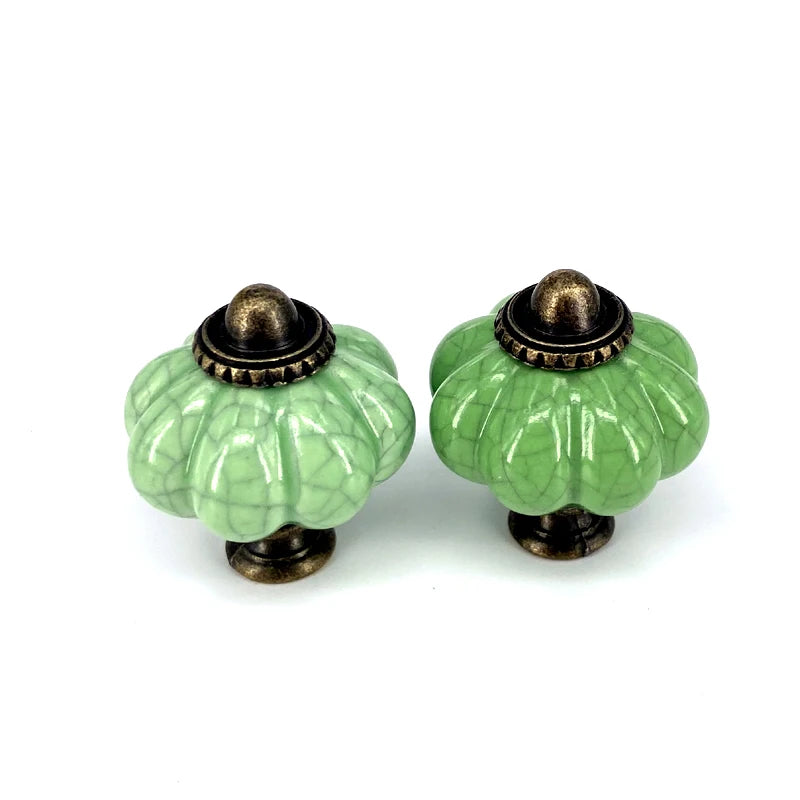 1x Green color series Ceramic Knobs  Dresser Drawer Cabinet Handle Pulls / CuteKitchen Cupboard Knob Furniture Hardware