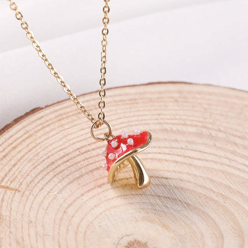 Makersland Unique Mushroom Necklace For Women Cute Mushroom Pendant Jewelry Gifts Fashion Chain Necklaces For Girls Wholesale