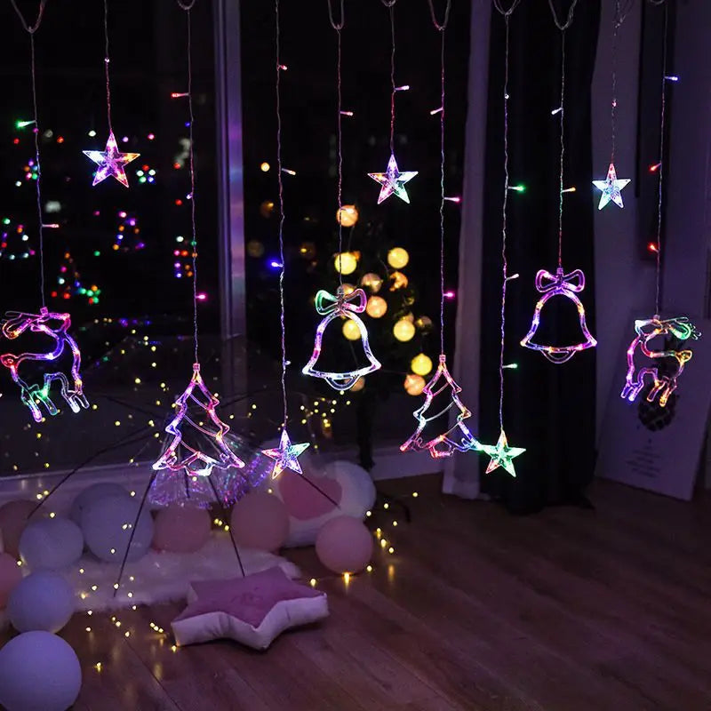 Christmas Decor String Garland Curtain Light LED For Wedding Home Christmas Tree Ornament 2024 Navidad Xmas Gift 2025 New Year