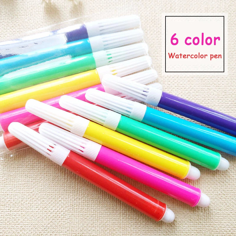 5Pcs Kids DIY Drawing Craft Color Bag with Safe Watercolor Pen Children Learning Educational Drawing Toys Set for Boy Girl Gifts