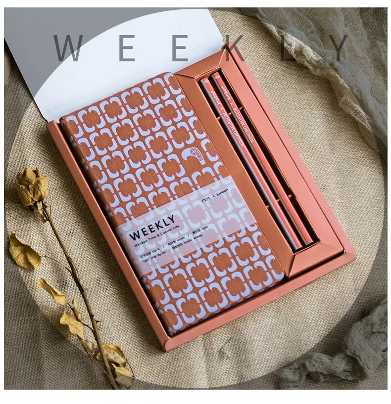 Kinbor Week Notebook Diary Planner Gift Box Set Museum Week Portable Notebook Small Notebook