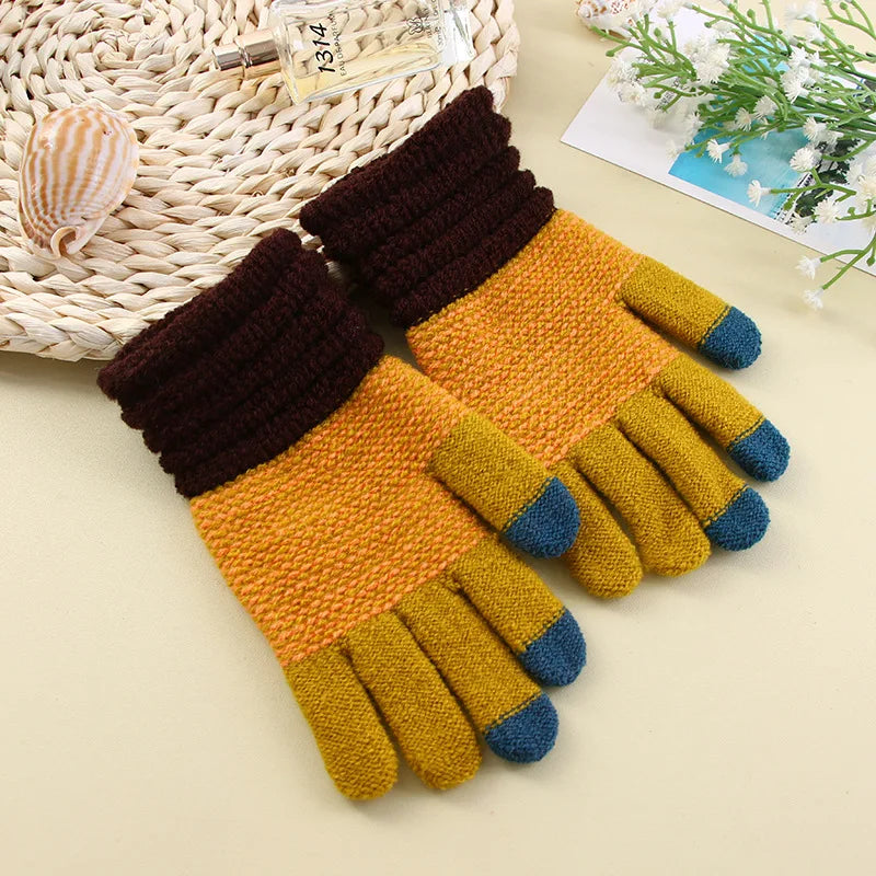 Women's Cashmere Knitted Winter Gloves Cashmere Knitted Women Autumn Winter Warm Thick Gloves Touch Screen Skiing Gloves