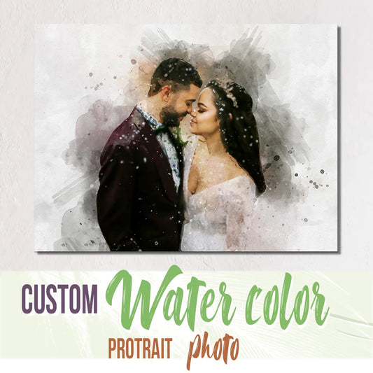 Personalized Custom Water color Canvas Painting for Lovers Family  Friends Unique Anniversary Gift Home Wall Art Decor Picture Valentines Gift