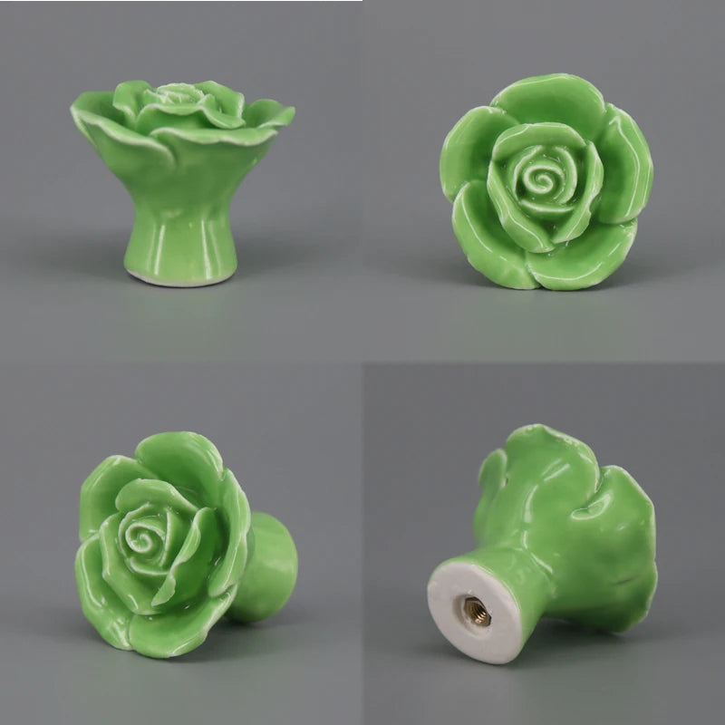 1x Green color series Ceramic Knobs  Dresser Drawer Cabinet Handle Pulls / CuteKitchen Cupboard Knob Furniture Hardware