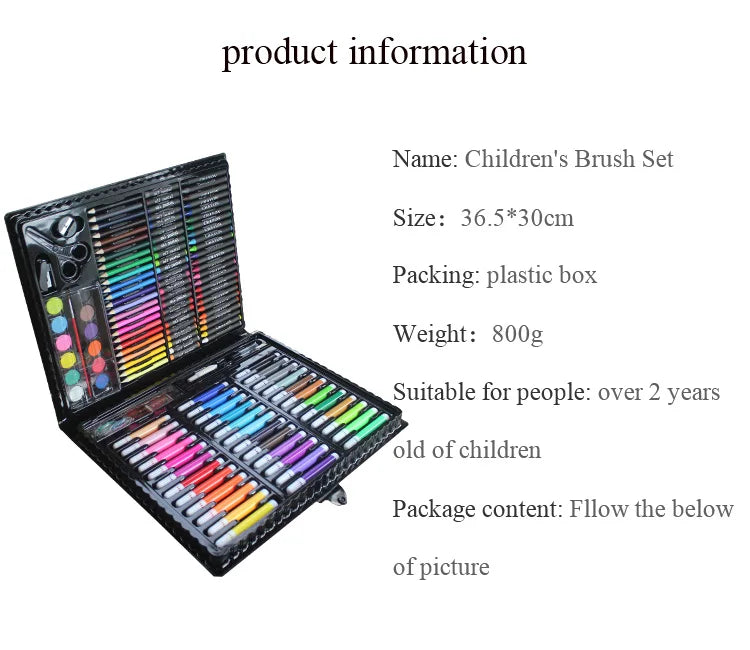 Art Painting Set 145/150/168/208 PCS Water Color Pen Crayon Oil Pastel Colored Pencil Drawing Stationery Gift Kit For Children