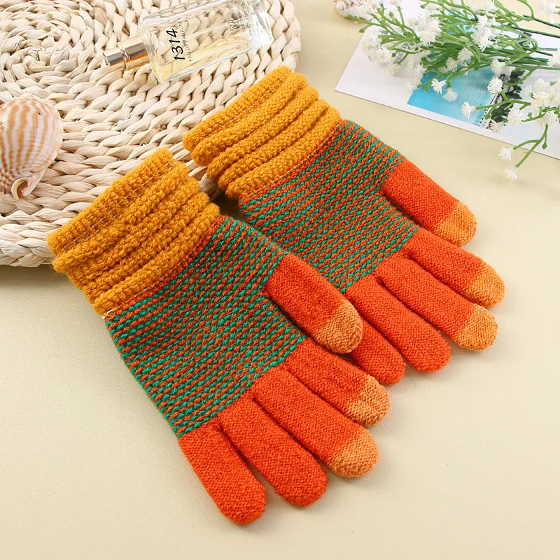 Women's Cashmere Knitted Winter Gloves Cashmere Knitted Women Autumn Winter Warm Thick Gloves Touch Screen Skiing Gloves