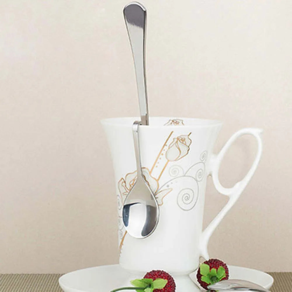 1PC Cute Curved Coffee Spoon Teaspoon Unique Condiment Drink Hanging Tea Coffee Dessert Stainless Steel Drink Tableware