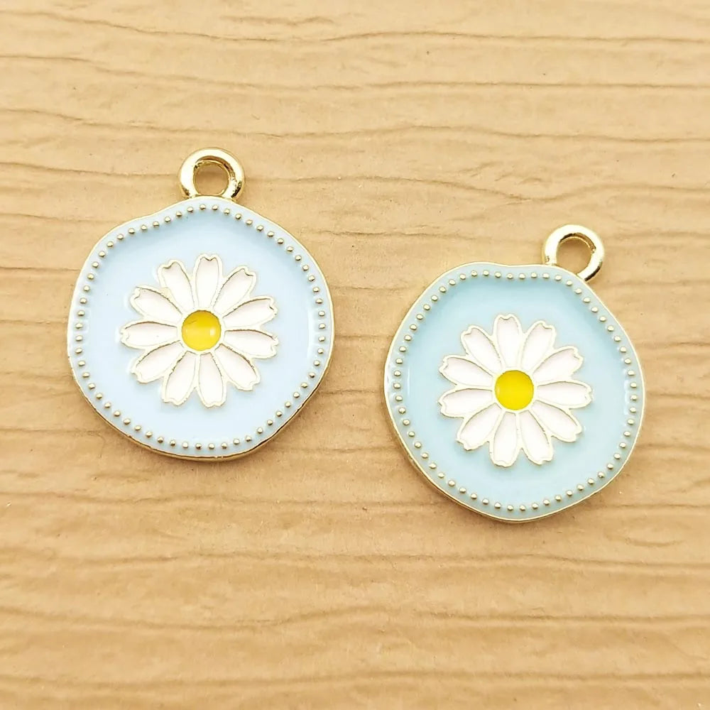 10pcs Enamel Flower Charm for Jewelry Making Necklace Pendant Bracelet Earring Diy Accessories Crafts Supplies