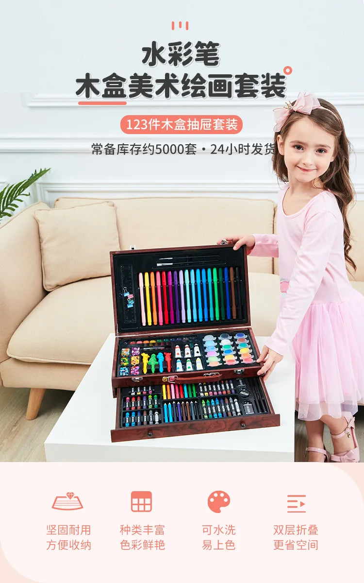 140pcs/Set Painting Drawing Art Set Paint Brushes Markers Watercolor Colour Pen Watercolor Pencils Art Supplies Kids Gift Anime