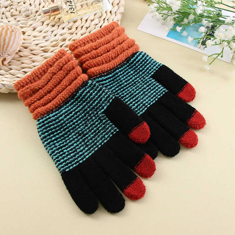 Women's Cashmere Knitted Winter Gloves Cashmere Knitted Women Autumn Winter Warm Thick Gloves Touch Screen Skiing Gloves