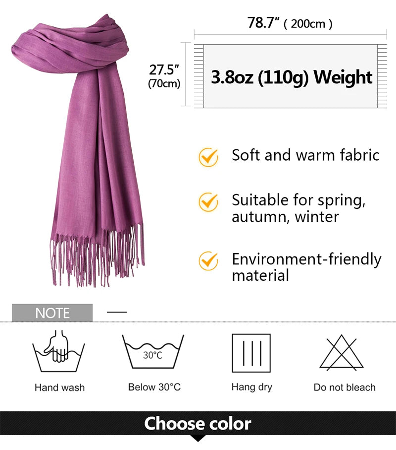 Autumn Winter Women Cashmere Scarf Luxury Brand Female Warm Shawls Wraps 2021 Pashmina Solid Men Long Tassels Scarves Foulard