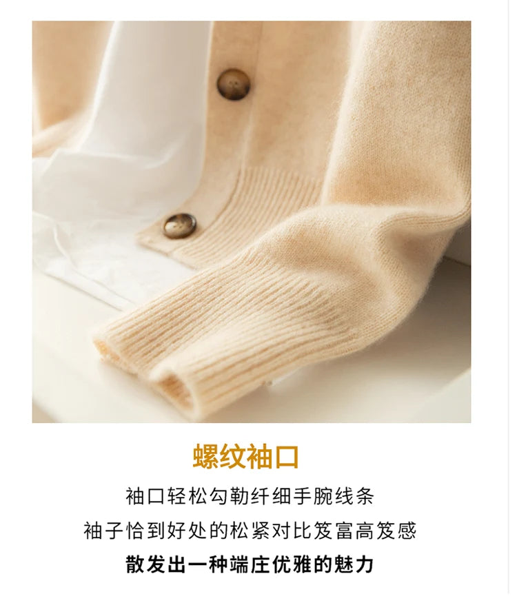 Autumn and Winter 100% Wool Cashmere Sweater Women's Self-Cultivation Half High Neck Cardigan Warm Knitted Sweater Women