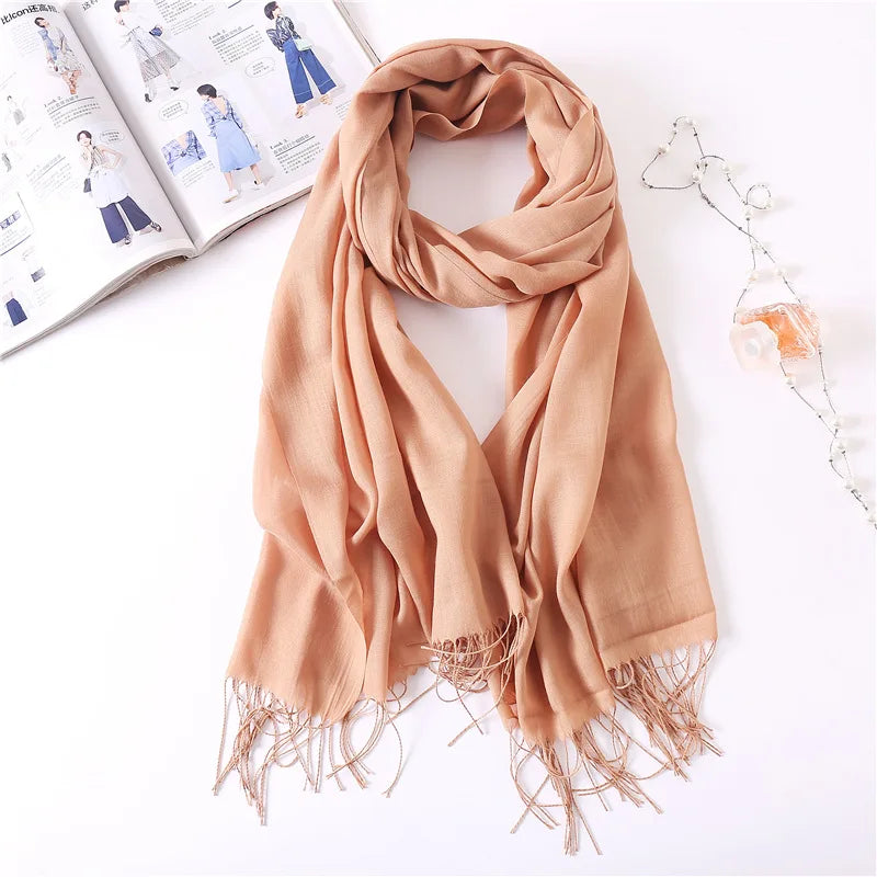 Autumn Winter Women Cashmere Scarf Luxury Brand Female Warm Shawls Wraps 2021 Pashmina Solid Men Long Tassels Scarves Foulard