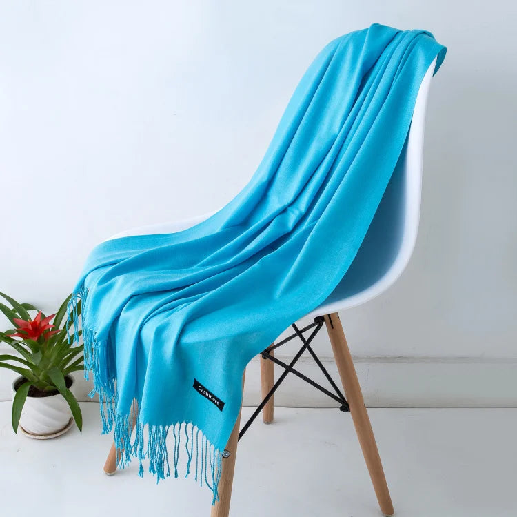 Autumn Winter Women Cashmere Scarf Luxury Brand Female Warm Shawls Wraps 2021 Pashmina Solid Men Long Tassels Scarves Foulard