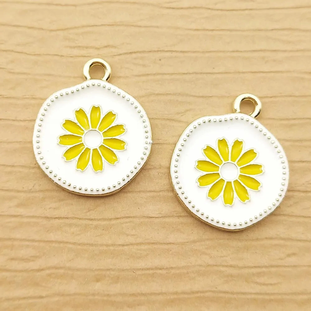 10pcs Enamel Flower Charm for Jewelry Making Necklace Pendant Bracelet Earring Diy Accessories Crafts Supplies