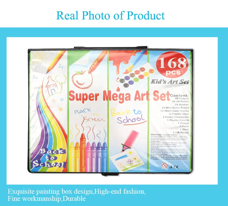 Art Painting Set 145/150/168/208 PCS Water Color Pen Crayon Oil Pastel Colored Pencil Drawing Stationery Gift Kit For Children