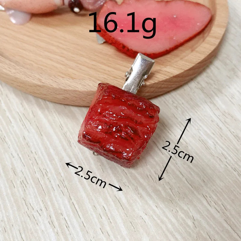 Net red hair clip simulation cowboy bone fillet small squid design model steak fun funny hair accessories card clip hoop