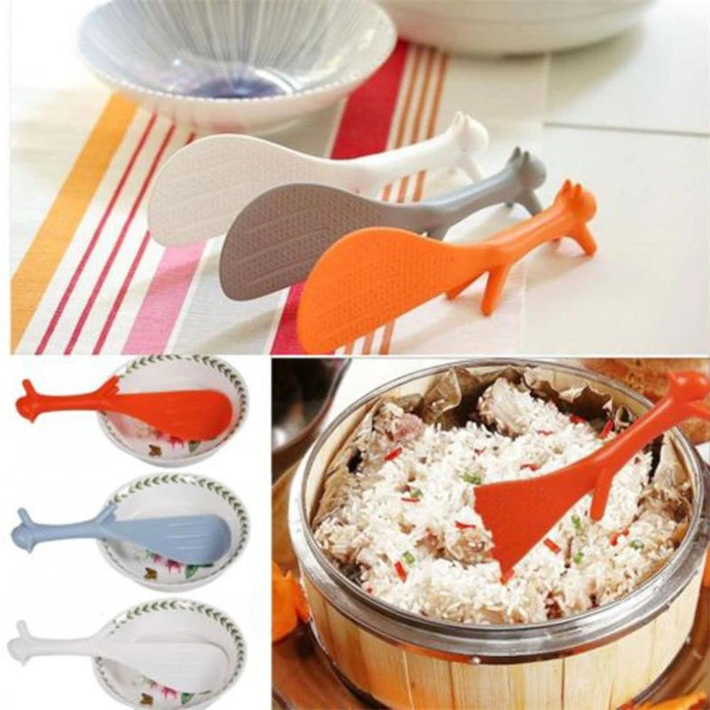 3 colors Lovely Kitchen Supplie Squirrel Shaped Ladle Non Stick Rice Paddle Meal Spoon Random Color