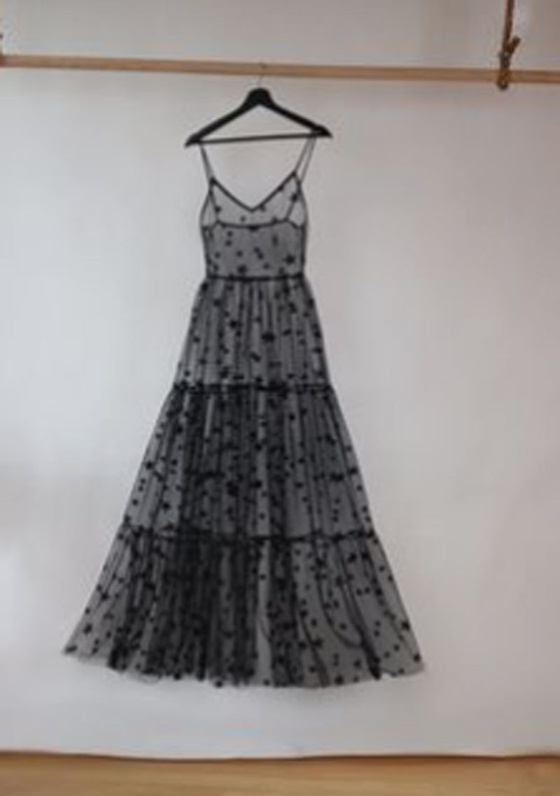 Summer Sweet Tulle Spaghetti Straps See Through Long Women Dresses Fashion Bling Bling Dress