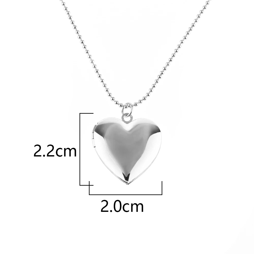 HOOH 1PC Heart Shaped Friend Photo Picture Frame Locket Pendant for Necklace Jewelry Couple Valentine's Day Gift Romantic