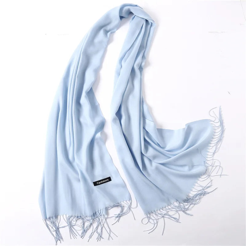 Autumn Winter Women Cashmere Scarf Luxury Brand Female Warm Shawls Wraps 2021 Pashmina Solid Men Long Tassels Scarves Foulard