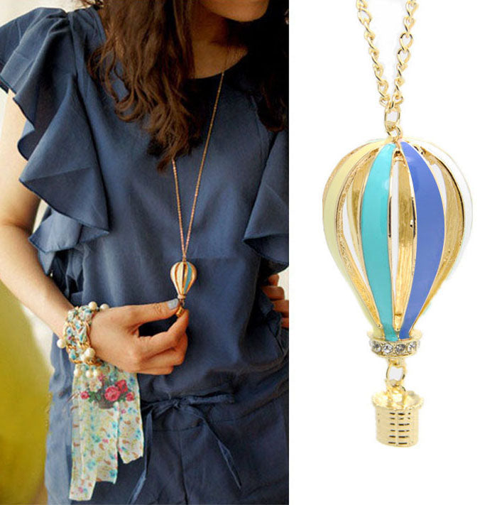 2021 New Special Offer Metal Creative Accessories Fashion Colorful Jewelry Aureate Drip Hot Air Balloon Pendant Long Necklace