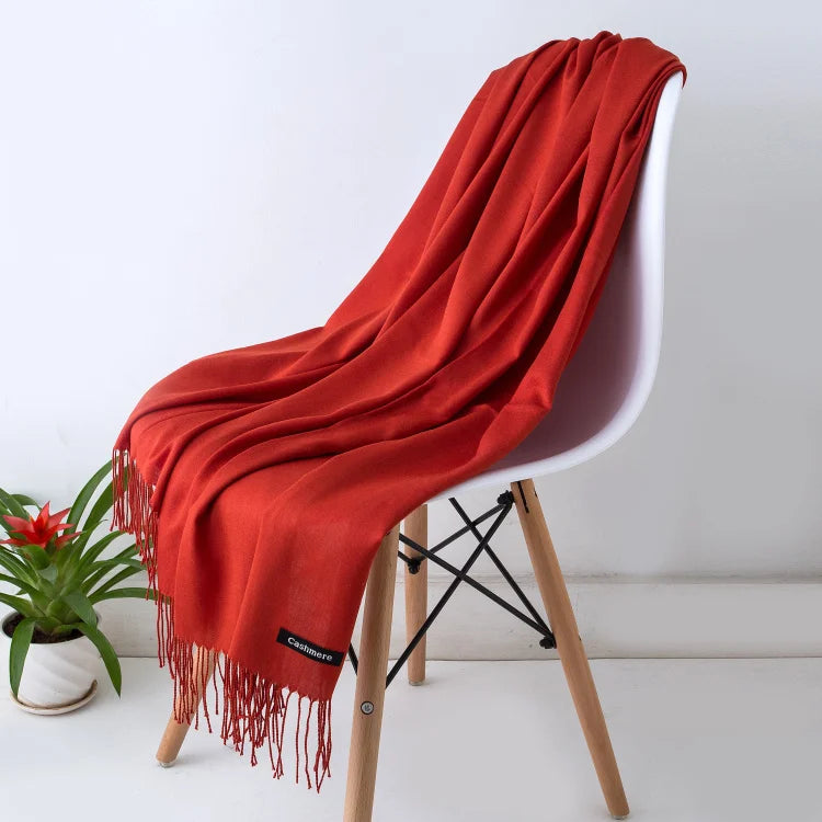 Autumn Winter Women Cashmere Scarf Luxury Brand Female Warm Shawls Wraps 2021 Pashmina Solid Men Long Tassels Scarves Foulard