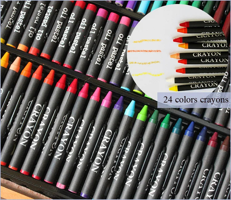 Art Painting Set 145/150/168/208 PCS Water Color Pen Crayon Oil Pastel Colored Pencil Drawing Stationery Gift Kit For Children