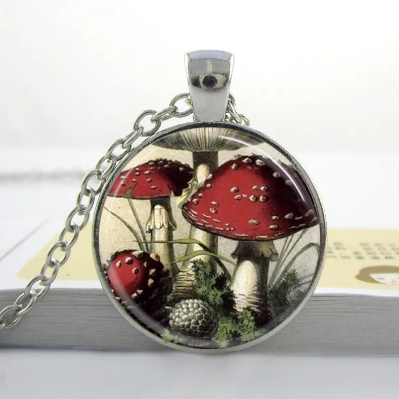 Wholesale Red Mushroom Necklace Red and White Toadstools Jewelry Nature Woodland Pendant Necklace