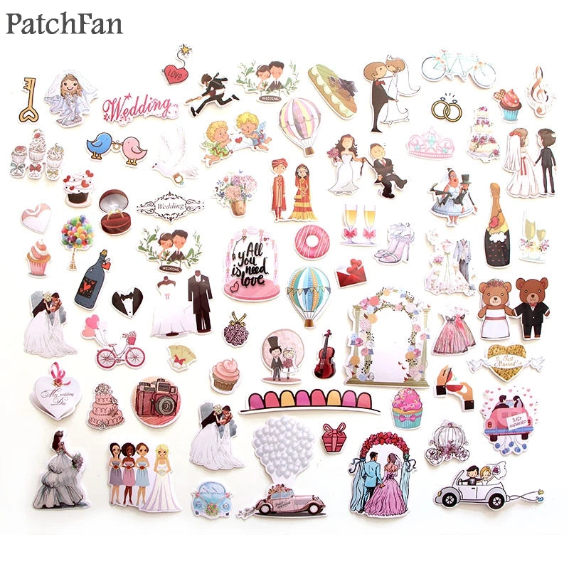 Patchfan 68pcs Wedding theme Art print home decor wall notebook phone luggage laptop bicycle scrapbooking album stickers A1340