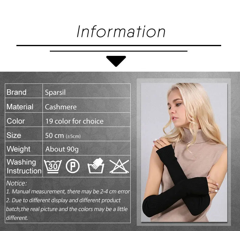 Sparsil Women Cashmere Fingerless Glove Elastic Knit Warm Elbow Mittens Fake Cuff Cosplay Party Guante Fashion Arm Sleeve Warmer