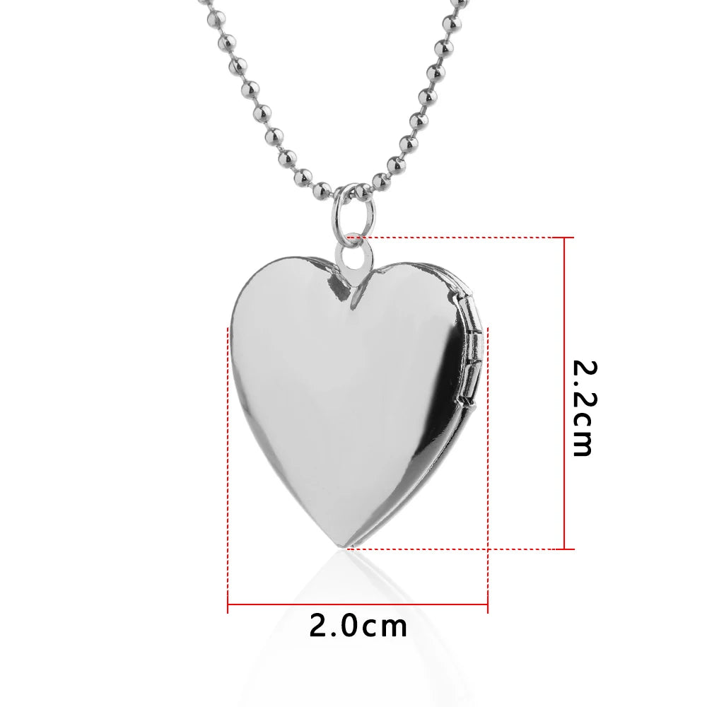 HOOH 1PC Heart Shaped Friend Photo Picture Frame Locket Pendant for Necklace Jewelry Couple Valentine's Day Gift Romantic