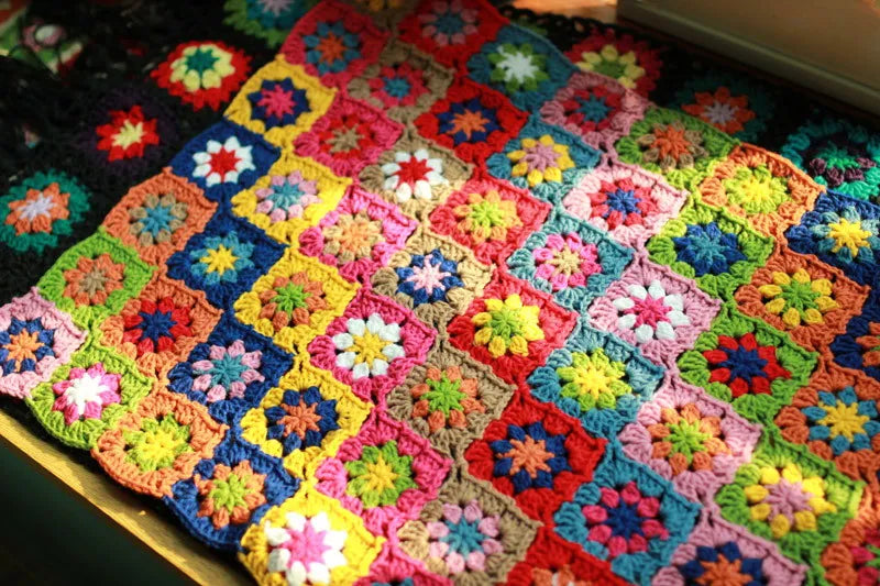 DIY Colourful Daisy Handmade Hand Hook Tablecloth Fashion Carpet Crochet Blanket Yoga Bolster Cushion Party Crochet Table Mat