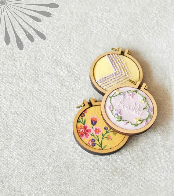 Mini Wood Embroidery Hoop Pendant Laser Cut Embroidery Frame Tiny Stitching Jewelry Hoop For Necklace Oval And Round