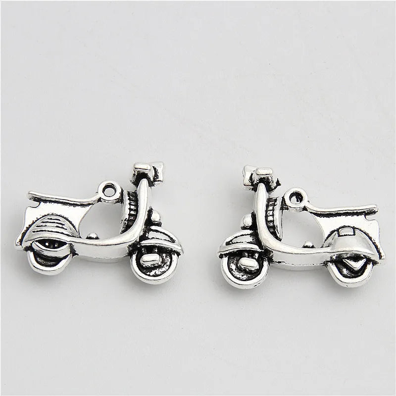 10pcs  Silver Color Mini cute Electric car drive Charms Pendant For Accessories Jewelry Supplies Diy Findings 23mmx18mm A2973