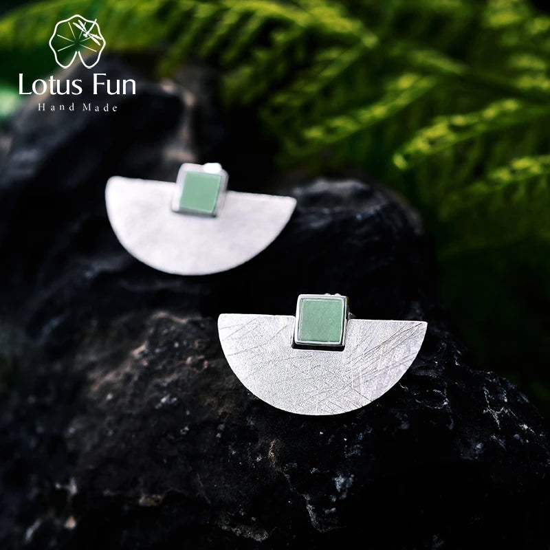 Lotus Fun Real 925 Sterling Silver Earrings Natural Stone Fine Jewelry Luxury and Simple Fashion Stud Earrings for Women Brincos