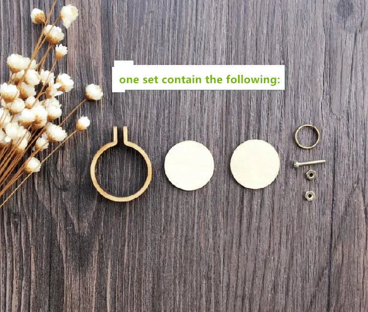 Mini Wood Embroidery Hoop Pendant Laser Cut Embroidery Frame Tiny Stitching Jewelry Hoop For Necklace Oval And Round