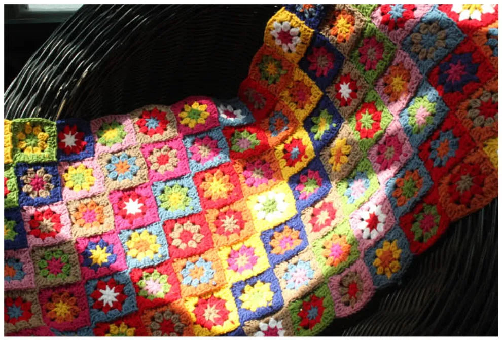 DIY Colourful Daisy Handmade Hand Hook Tablecloth Fashion Carpet Crochet Blanket Yoga Bolster Cushion Party Crochet Table Mat