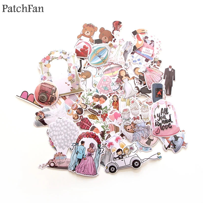 Patchfan 68pcs Wedding theme Art print home decor wall notebook phone luggage laptop bicycle scrapbooking album stickers A1340