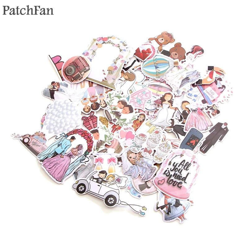 Patchfan 68pcs Wedding theme Art print home decor wall notebook phone luggage laptop bicycle scrapbooking album stickers A1340