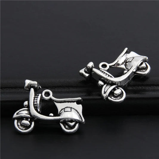 10pcs  Silver Color Mini cute Electric car drive Charms Pendant For Accessories Jewelry Supplies Diy Findings 23mmx18mm A2973