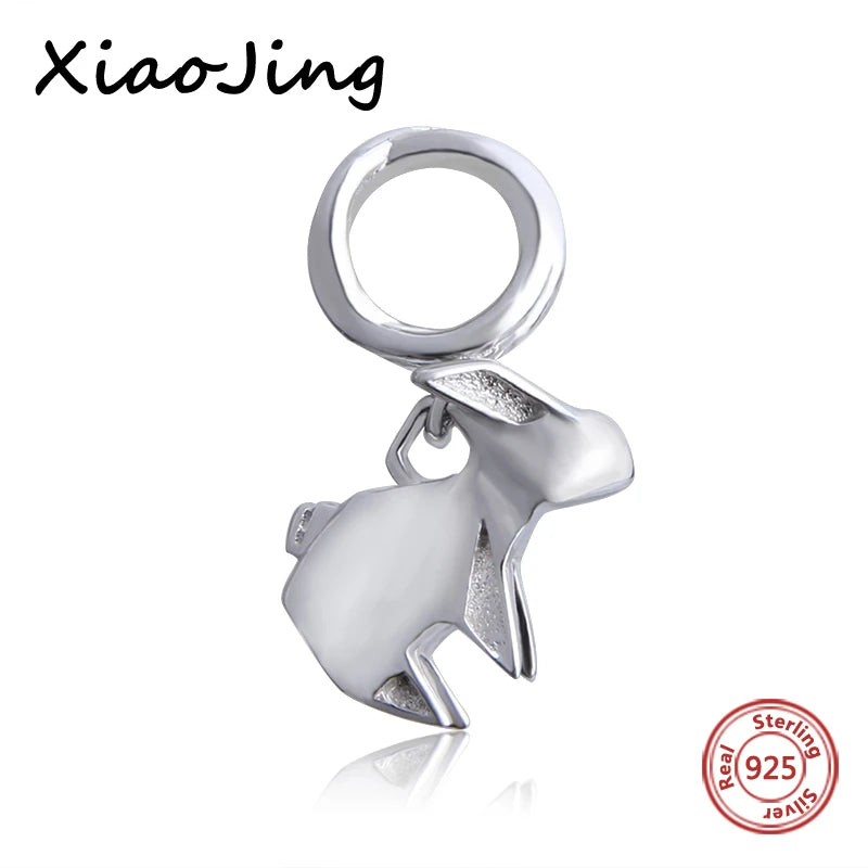 925 Sterling Silver Charms Diy Beads Crafts Origami Rabbit Horse Boat Fit Original European Charm Bracelet Jewelry Accessories Valentines