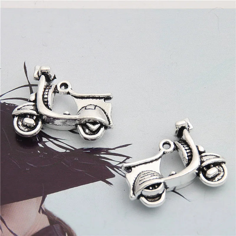 10pcs  Silver Color Mini cute Electric car drive Charms Pendant For Accessories Jewelry Supplies Diy Findings 23mmx18mm A2973