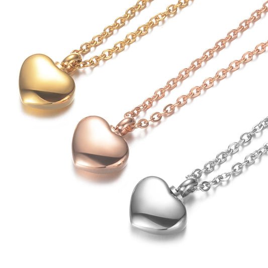 Heart Shaped Memorial Urns Necklace Human/ Pet Ash Casket Cremation Pendant 4 Colors Stainless Steel Jewelry Can Open