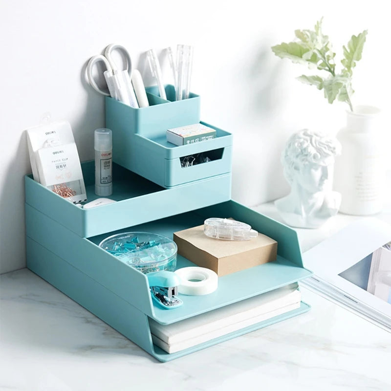 A4 Paper Organizer Document Case Plastic Office Table Desk Storage Superposition Filling File Box Holder School Supplies