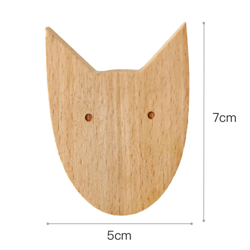 Wooden Drawer Hooks Room Decor Animal Hook Wall Keychain Coat Hook Home Wardrobe Cute Wood Hook Hanger Kitchen Accessories