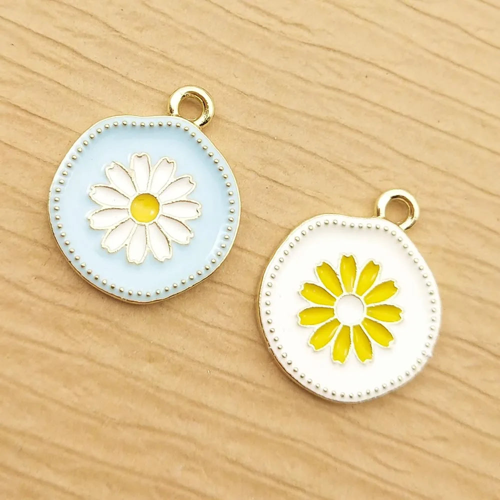 10pcs Enamel Flower Charm for Jewelry Making Necklace Pendant Bracelet Earring Diy Accessories Crafts Supplies