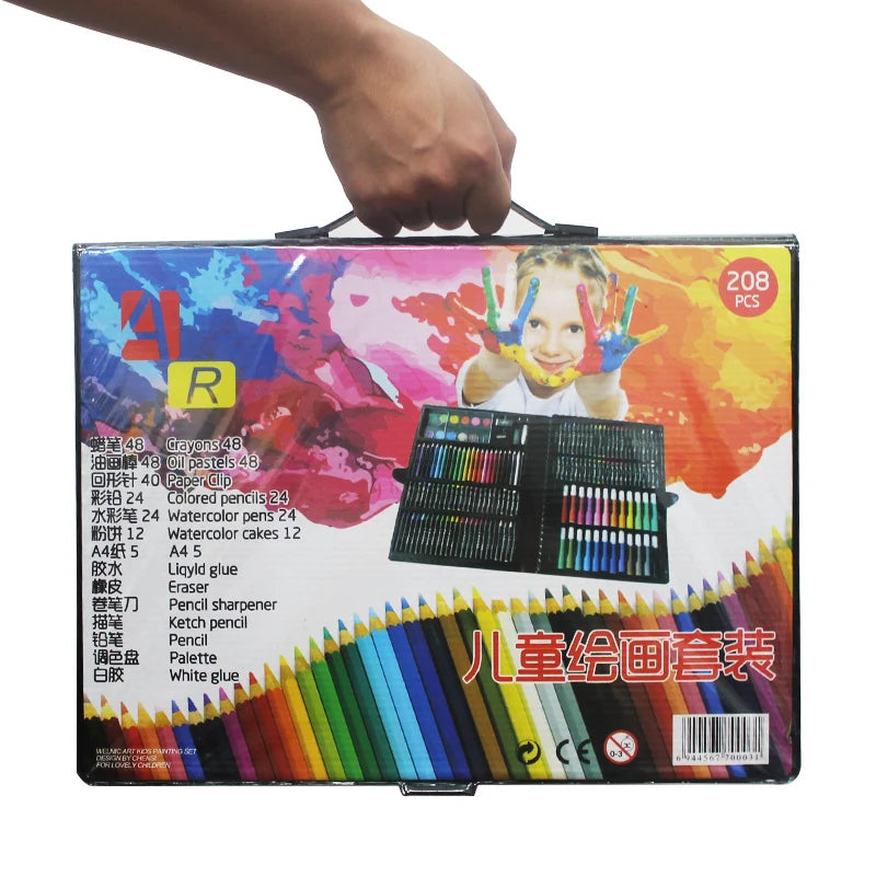 Art Painting Set 145/150/168/208 PCS Water Color Pen Crayon Oil Pastel Colored Pencil Drawing Stationery Gift Kit For Children