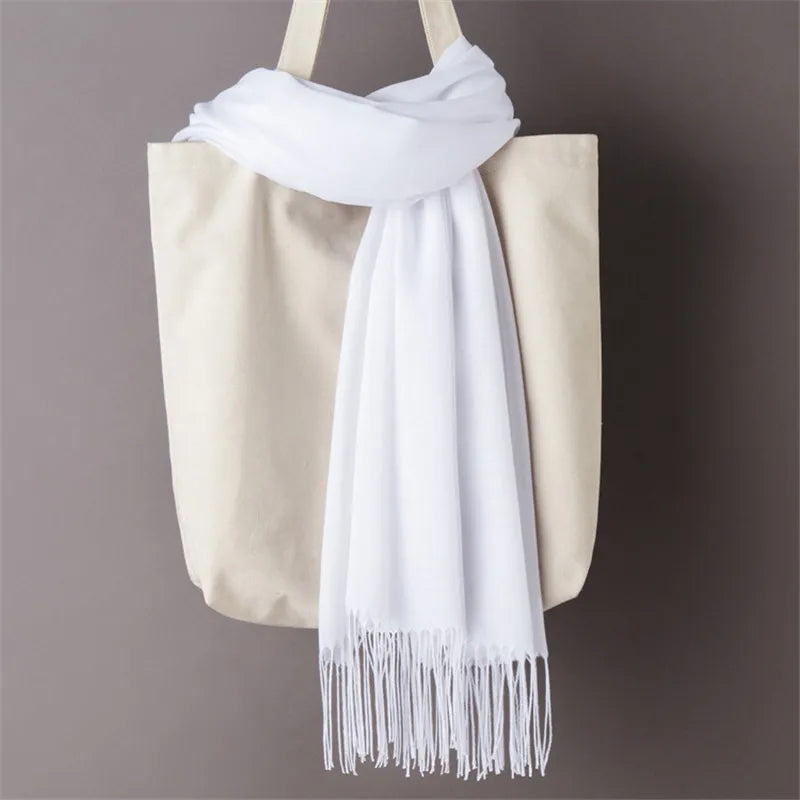 Autumn Winter Women Cashmere Scarf Luxury Brand Female Warm Shawls Wraps 2021 Pashmina Solid Men Long Tassels Scarves Foulard