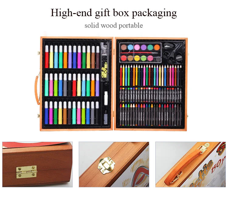 Art Painting Set 145/150/168/208 PCS Water Color Pen Crayon Oil Pastel Colored Pencil Drawing Stationery Gift Kit For Children